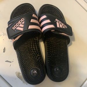 Adidas slides. Pink and black. Hardly worn.